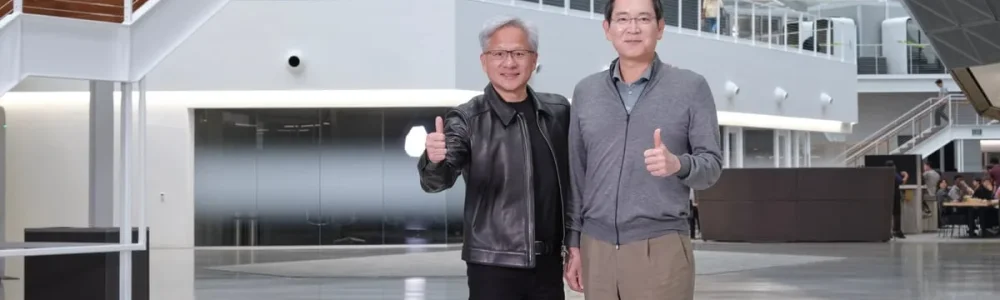 CEO NVIDIA Jensen Huang chụp hình chung với Chủ tịch Samsung Lee Jae-Yong