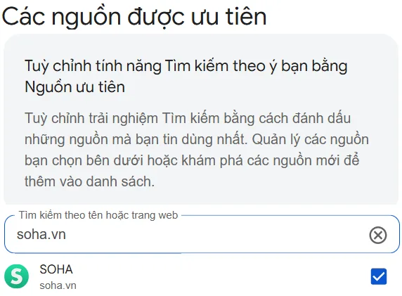 Các nguồn được ưu tiên