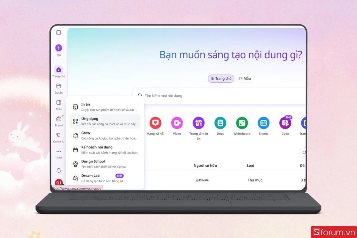Di chuyển đến danh mục ứng dụng mở rộng