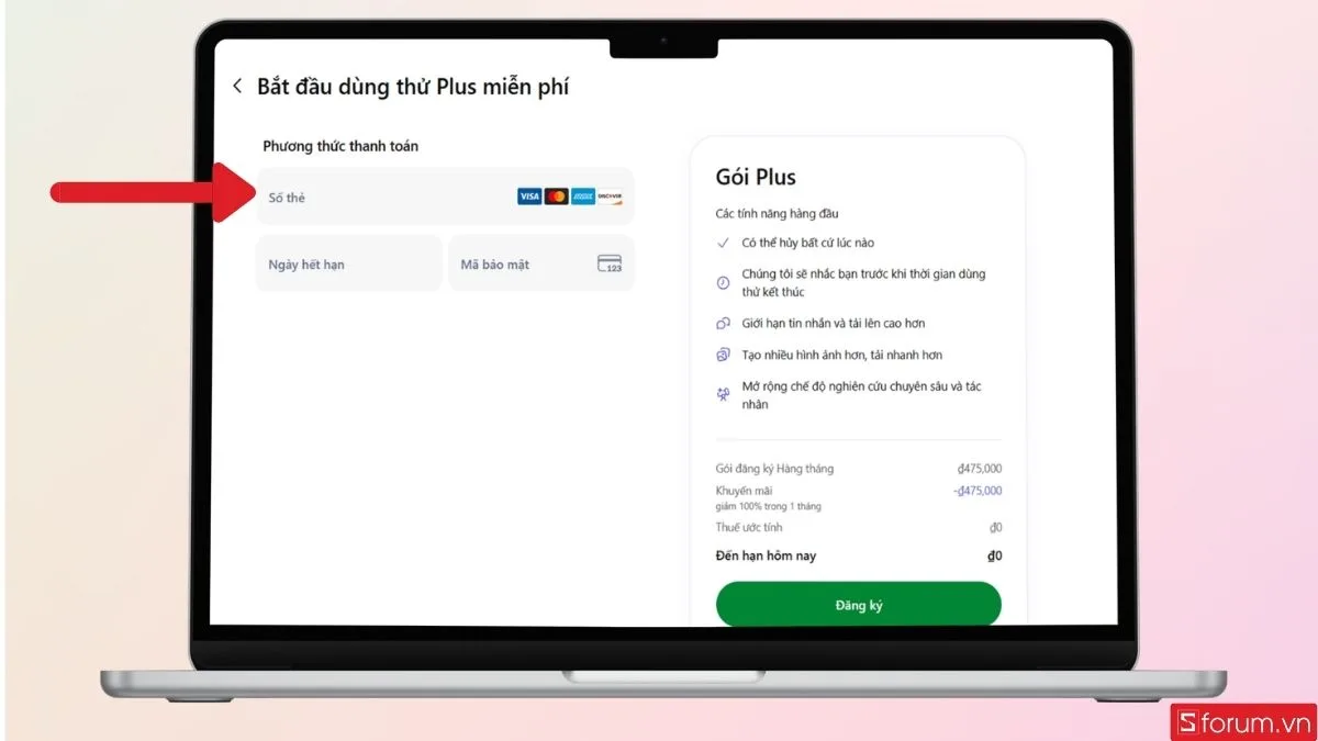 Nhập thông tin thẻ tại đây