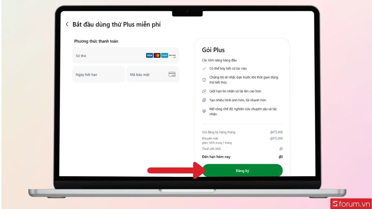 Nhấn Đăng ký để hoàn tất