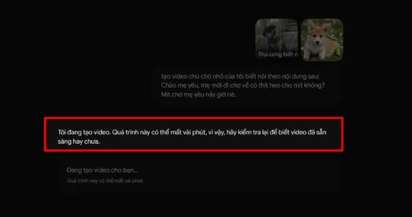 Hệ thống hiển thị thông báo “Tôi đang tạo video”