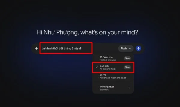 Chọn phiên bản Gemini 3.5 Flash