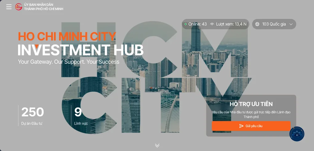 Giao diện chính của HCMCInvest. Ảnh chụp màn hình